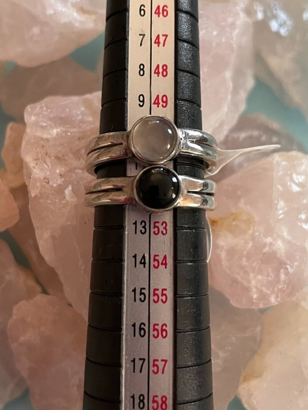 Sterling Silver Jewelry Bundle 2 Rings Size 6 Moonstone Onyx Minimalist 8 Grams